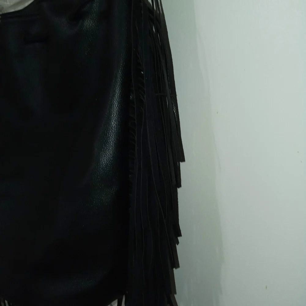 Victoria Secret black Drawstring Backpack With Fringe down both sides - Picture 12 of 13